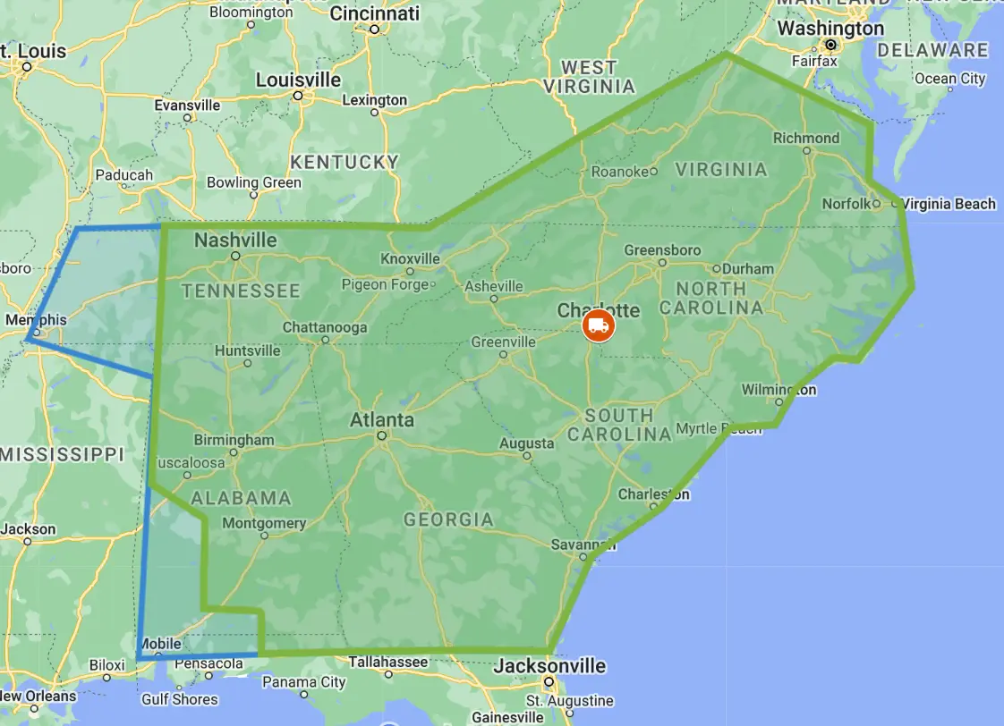 All South Flooring Service Map